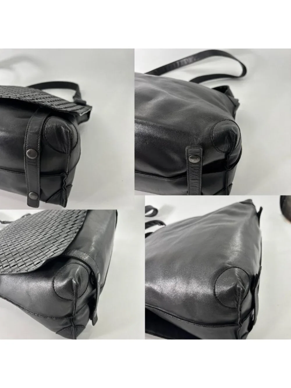 Bottega Veneta Super Shoulder Bag Leather Intrecciato Black